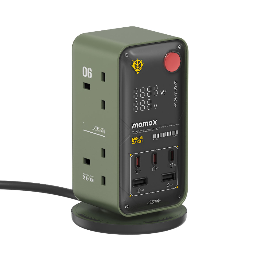 Mobile Suit Gundam x Momax 1-Charge Work Flow 6-Outlet GaN Power