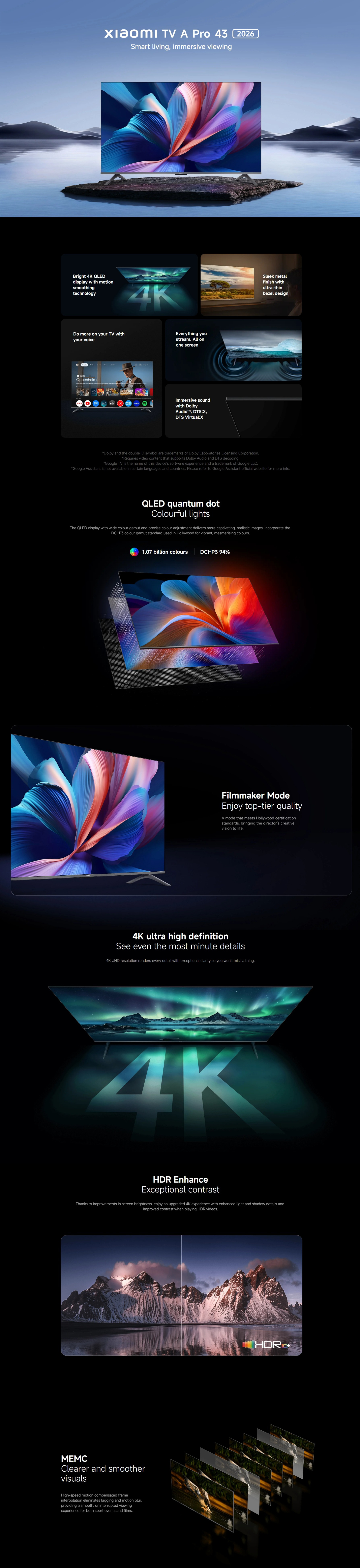 Xiaomi TV A Pro 43-Inch 4K QLED 2026 | eBay
