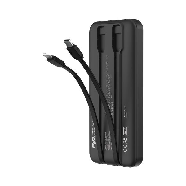 Verbatim 10000mAh PD 3.0 & QC 3.0 Power Pack with embedded cables