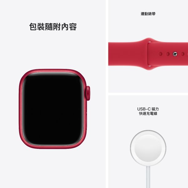 Apple Watch Series 7 41毫米 GPS (PRODUCT)RED 鋁金屬錶殼配(PRODUCT)RED 運動錶帶