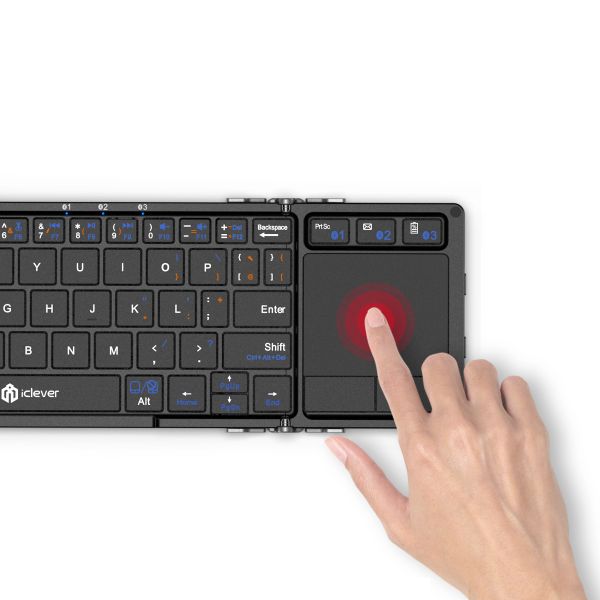 iClever Portable Tri-folding Bluetooth Keyboard with Touchpad