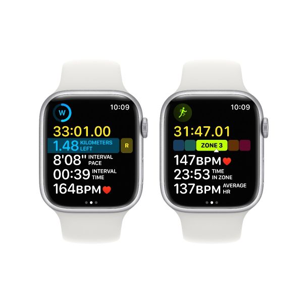 [只限門市自取] Apple Watch Series 8 45毫米 GPS 銀色 鋁金屬錶殼 配白色 運動錶帶