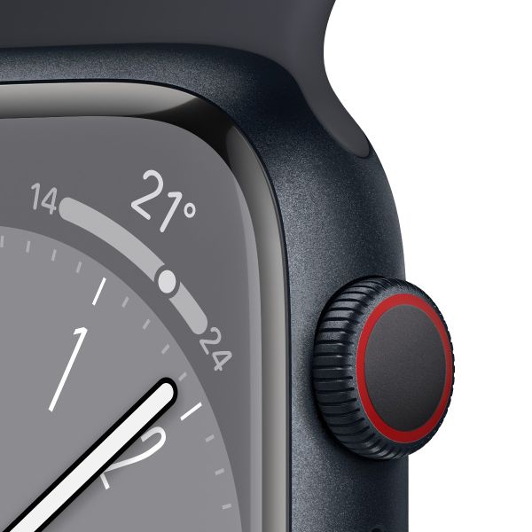 [只限門市自取] Apple Watch Series 8 41毫米 GPS + 流動網絡 午夜暗色 鋁金屬錶殼 配午夜暗色運動錶帶