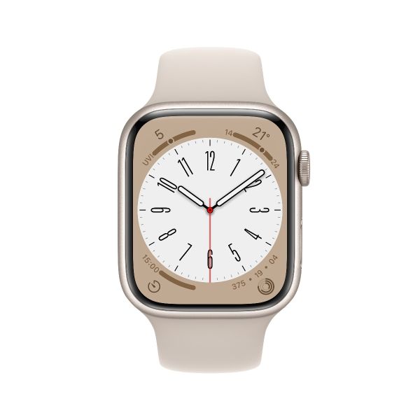 [只限門市自取] Apple Watch Series 8 45毫米 GPS + 流動網絡 星光色 鋁金屬錶殼 配星光色 運動錶帶