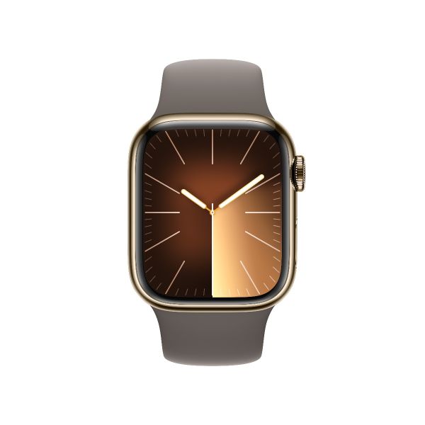 [Store Pick-up Only] Apple Watch Series 9 41mm GPS + Cellular Gold Stainless Steel Case with Clay Sport Band