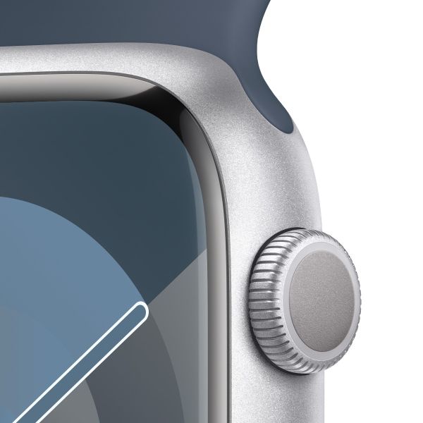 [只限門市自取] Apple Watch Series 9 45毫米 GPS 銀色鋁金屬錶殼 配 風暴藍色運動型錶帶